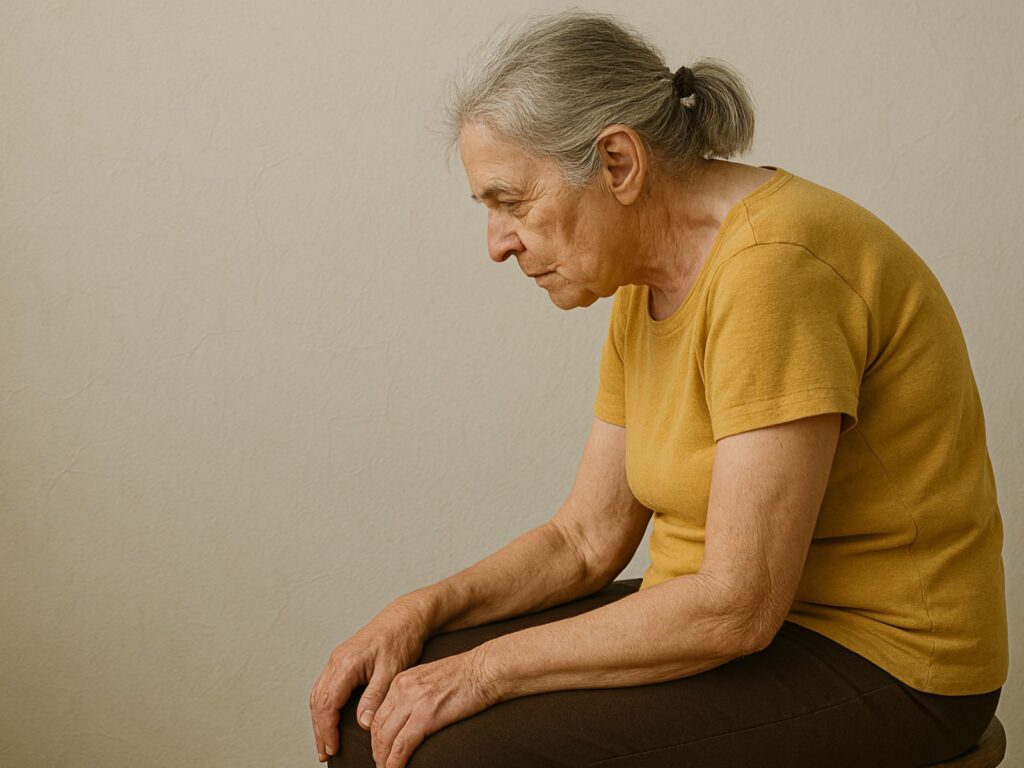 筋力低下で姿勢が悪くなっている様子