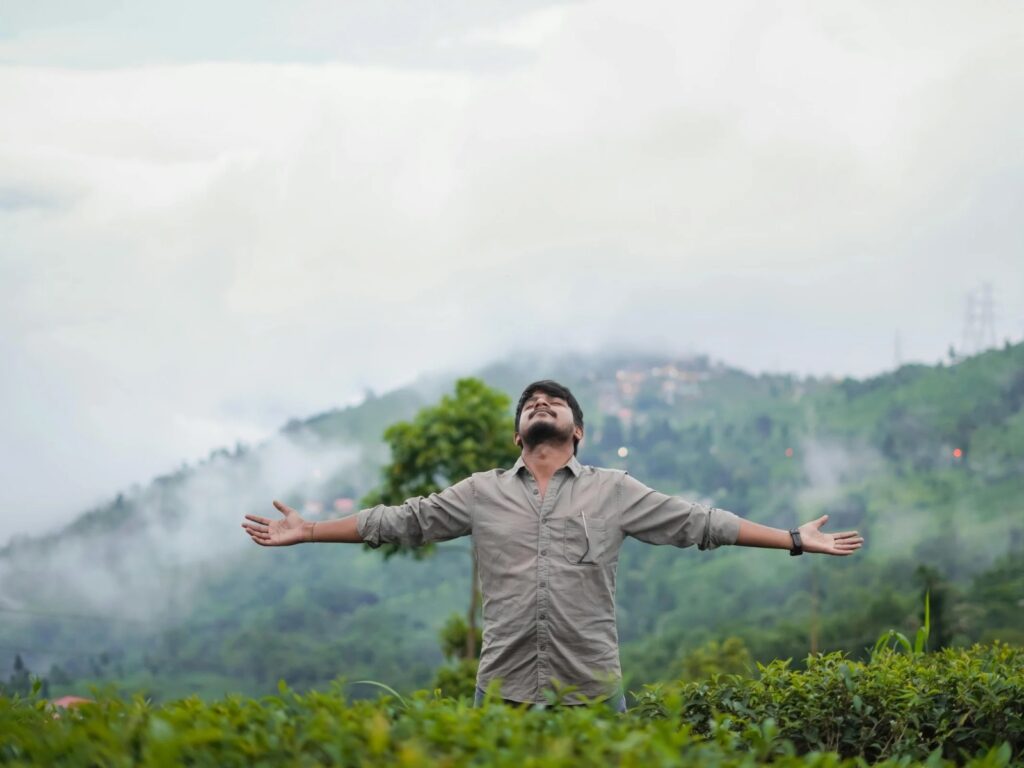 気持ちよく呼吸をしている様子
